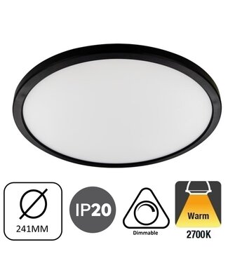 SlimHalo LED Plafonniere 15w , 1300 Lumen, 2700K Warm Wit, Dimbaar, IP20, Zwart, 2 Jaar Garantie