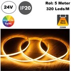 Led Strip ROL 5 Meter COB, 10w/m, 320 led/m, 880Lm/m, 2200K Flame, CRI90, 24v, IP33, 8mm, 2 Jaar garantie