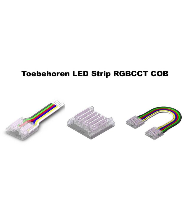 Led Strip Connector RGBCCT Led Strips 12MM (Zonder solderen) | Geschikt voor IP20 COB LED Strips