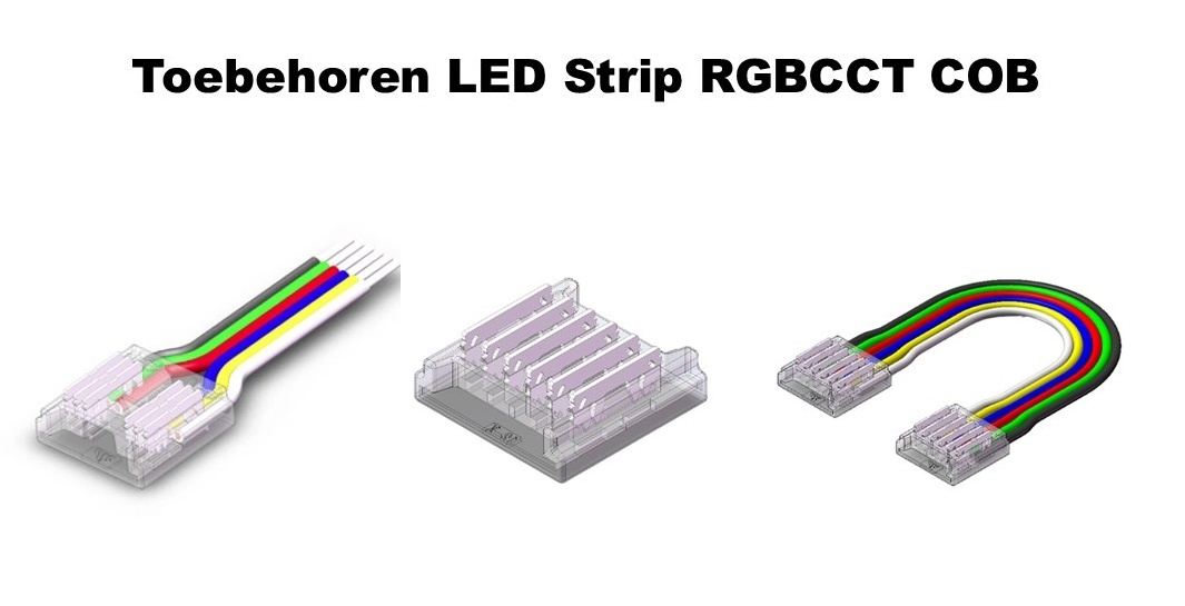 Led Strip Connector RGBCCT Led Strips 12MM (Zonder solderen) | Geschikt voor IP20 COB LED Strips, foto 2 van 6