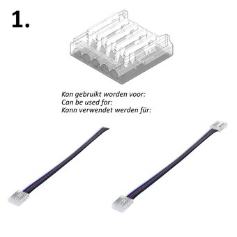 Led Strip Connector RGB+WW/NW/CW Led Strips 12MM  (Zonder solderen) | Geschikt voor IP20 COB LED Strips