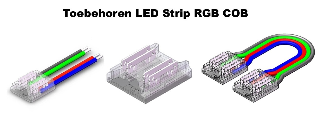 Led Strip Connector RGB Led Strips 10MM (Zonder solderen) | Geschikt voor IP20 COB LED Strips