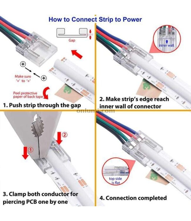 Led Strip Connector RGB Led Strips 10MM (Zonder solderen) | Geschikt voor IP20 COB LED Strips