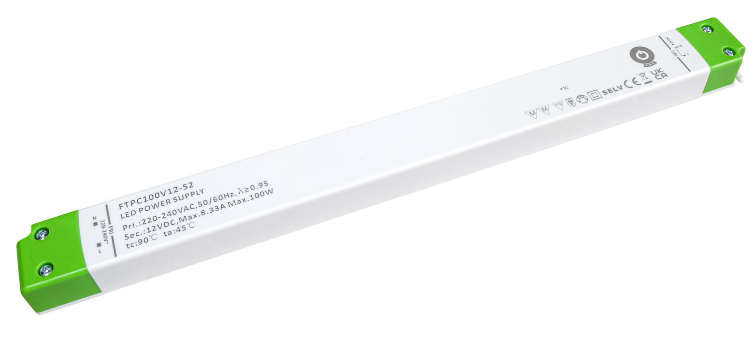 POS LongSlim Premium Led Strip voeding 12V/100W/8,33A, Max: 80w, Afm:321x30x18 mm, 3 Jaar Garantie, foto 4 van 4