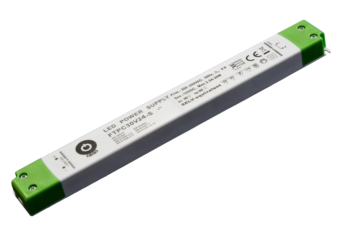 POS LongSlim Premium Led Strip voeding 24V/30W/1,25A, Max: 24w, Afm:251x30x16 mm, 3 Jaar Garantie, foto 4 van 4