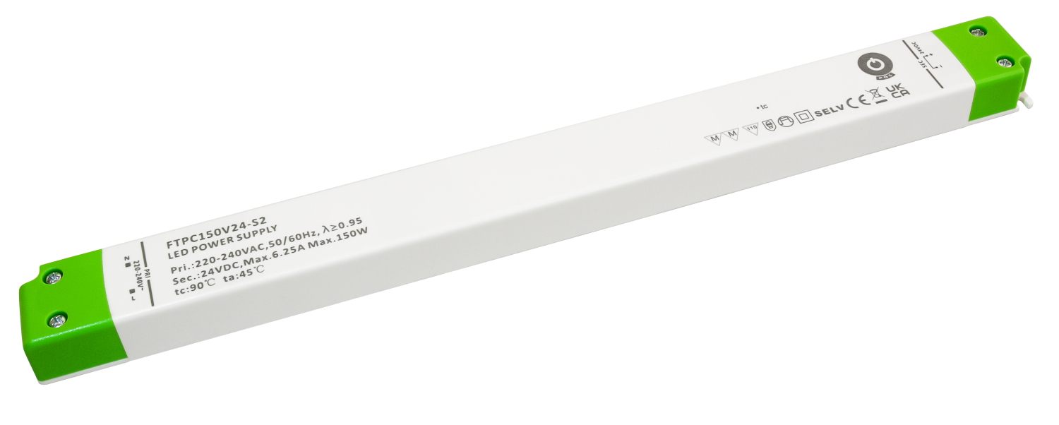 POS LongSlim Premium Led Strip voeding 24V/150W/6,25A, Max: 120w, Afm:321x30x18 mm, 3 Jaar Garantie, foto 3 van 4