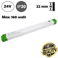 POS LongSlim Premium Led Strip voeding 24V/200W/8,33A, Max: 160w, Afm:356x32x22 mm, 3 Jaar Garantie