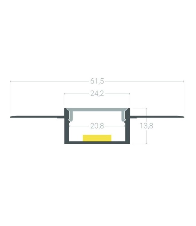 Stuc Aluminium Led Strip Profiel PLA tot 20mm LED Strips | ALU | 24x14mm | Per 2 Meter