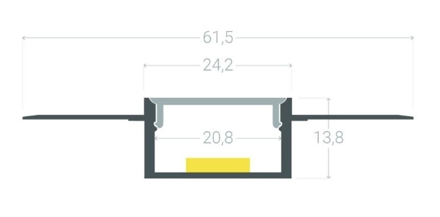 Stuc Aluminium Led Strip Profiel PLA tot 20mm LED Strips | ALU | 24x14mm | Per 2 Meter, foto 4 van 6