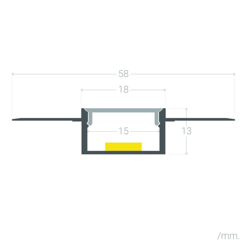Stuc Aluminium Led Strip Profiel DUR tot 15mm LED Strips | ALU | 18x13mm | Per 2 Meter, foto 4 van 6