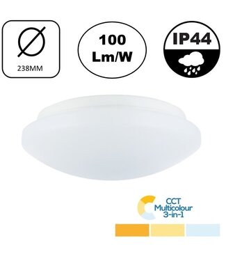 VALUE+ Led Plafonnière 8w, 800 Lumen, Color Switch (3000/4000/5000K), IP44, Ø238mm, 2 jaar garantie