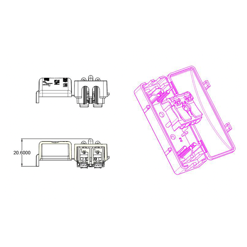 Mini Kabeldoos / Mini Lasdoos IP20 - Incl. 2 Aderige Connector 16A - Met Trekontlasting, foto 3 van 4