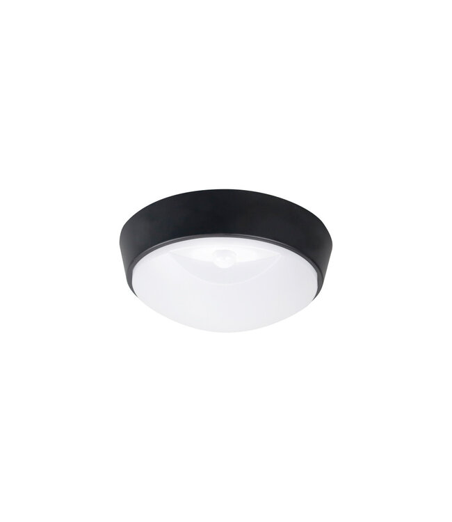 LED Plafonniere / Portiek Rond 10w met PIR Bewegingssensor, 1100 Lumen, CCT Instelbaar, 213x120mm, IK10, IP65, Incl. Wit en Zwart Bezel, 2 Jaar Garantie