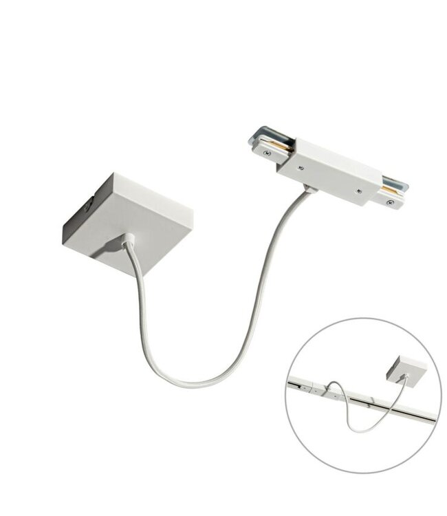 1 Fase Rail 2 wire Middenaansluiting - Incl. Afdekplaat Vierkant Wit