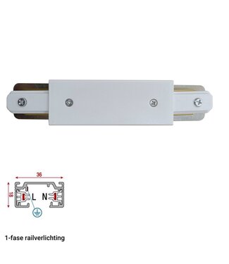 1 Fase Rail 2 wire Middenaansluiting - Wit