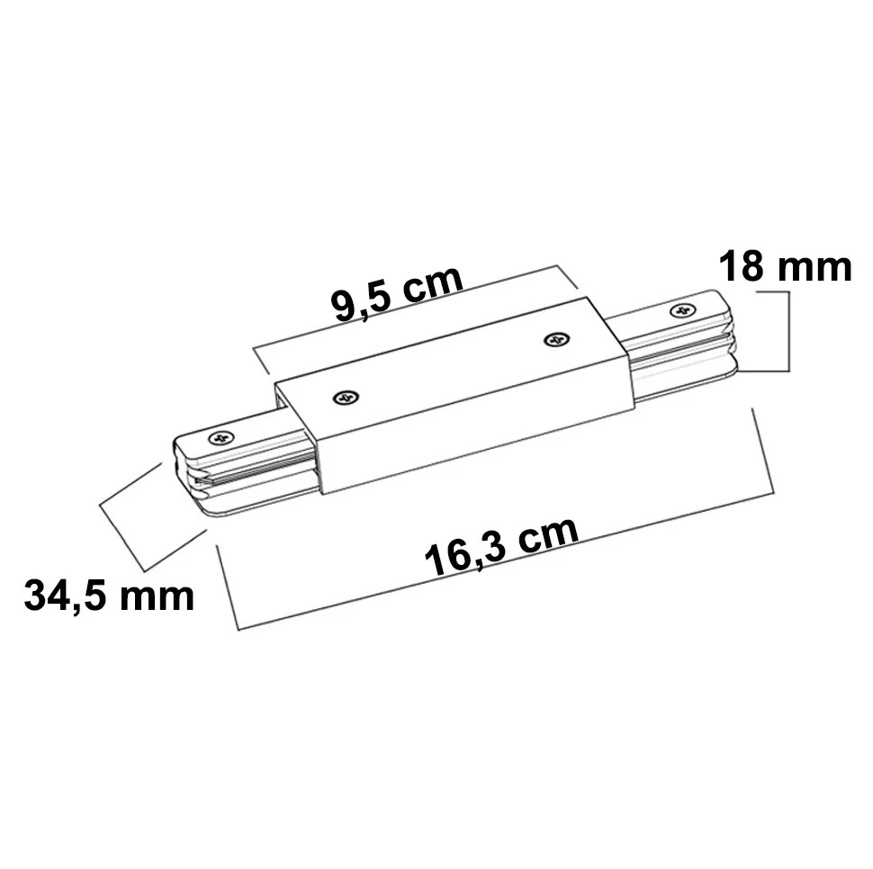 1 Fase Rail 2 wire Middenaansluiting - Wit, foto 5 van 5