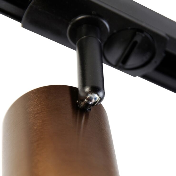 1 Fase Rail armatuur Jen met GU10 Fitting , Donkerbrons Behuizing, foto 3 van 6
