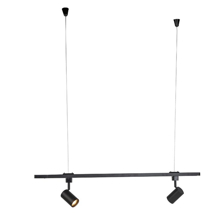 1 Fase Rail Ophangset met Plafondbeslag - Zwart - 2 Meter, foto 4 van 4