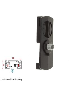 1 Fase Rail Adapter SlimFit Zwart - Voor Pendel Armaturen