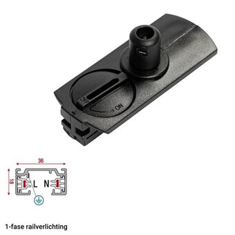 1 Fase Rail Adapter Luxe Zwart - Voor Pendel Armaturen - Maximaal 5 Kilo Belasting