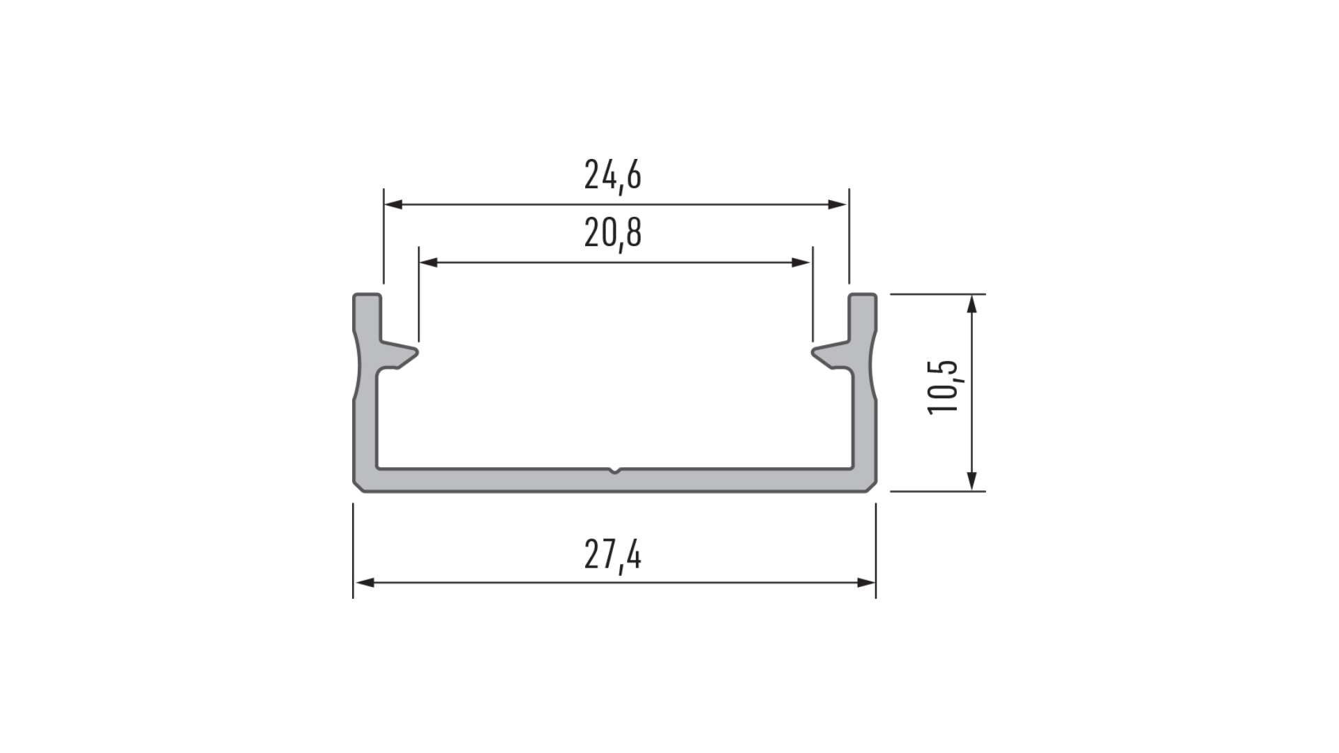Aluminium Led Strip Profiel DUAL | ALU | Tot 20mm Led Strip | 27,4x10,5mm | Tot 2 Meter leverbaar, foto 6 van 6
