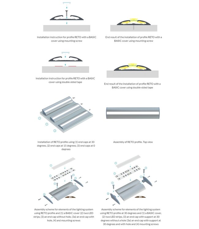 Aluminium Led Strip Profiel  RETO | Wit |  54,9x8mm | Tot 2 Meter leverbaar - Voor onderbouw keuken of kast