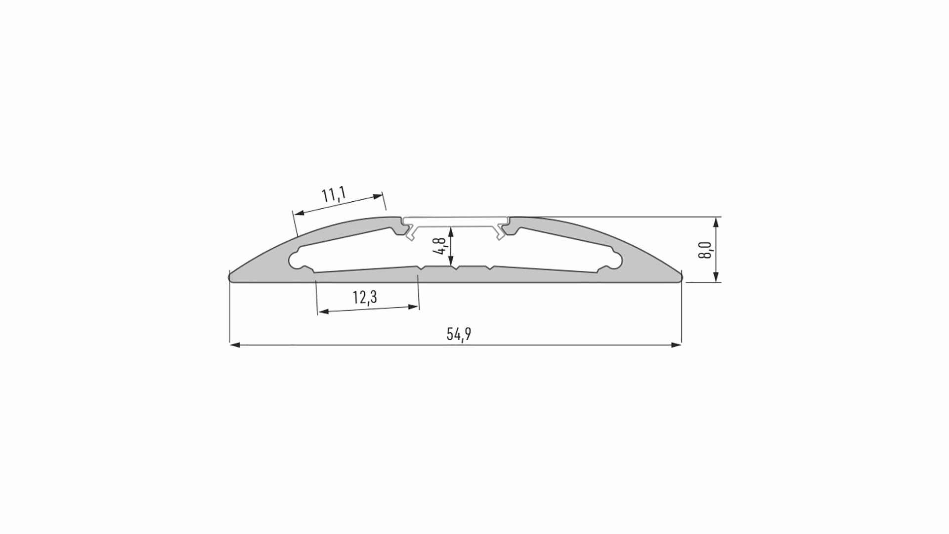 Aluminium Led Strip Profiel RETO | Zwart | 54,9x8mm | Tot 2 Meter leverbaar - Voor onderbouw keuken of kast, foto 5 van 6