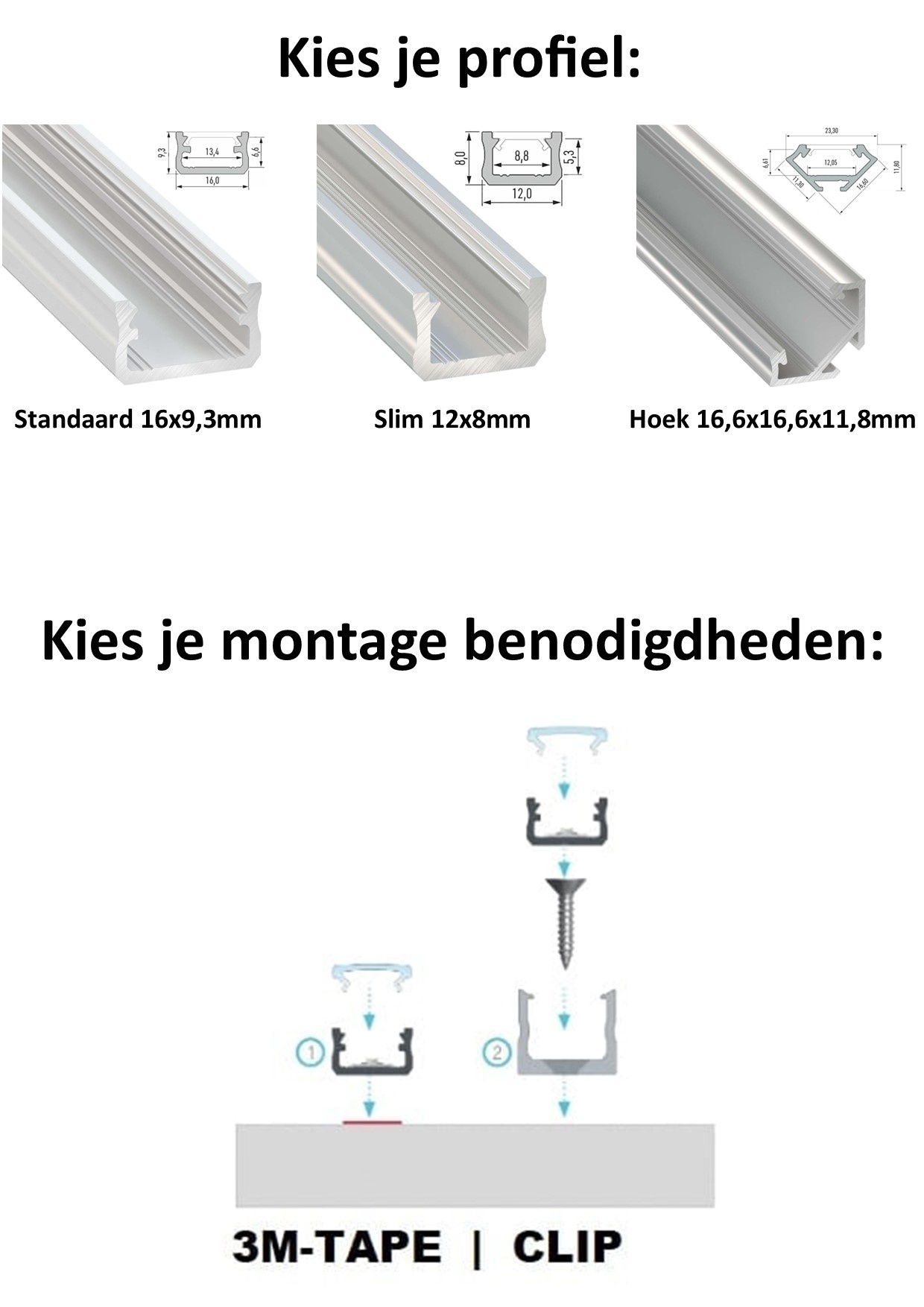 Complete Set LED Trapverlichting - COB LEDS - Met Alu Profiel - 20CM - 320 Leds/M - Leverbaar in 4 Lichtkleuren, foto 2 van 6