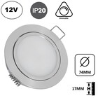 Meubel/Kast Inbouw LED Spot 3w, 250 Lumen, 12Vdc, Dimbaar, Gatmaat 67mm, Hoogte 17mm, 2 Jaar Garantie