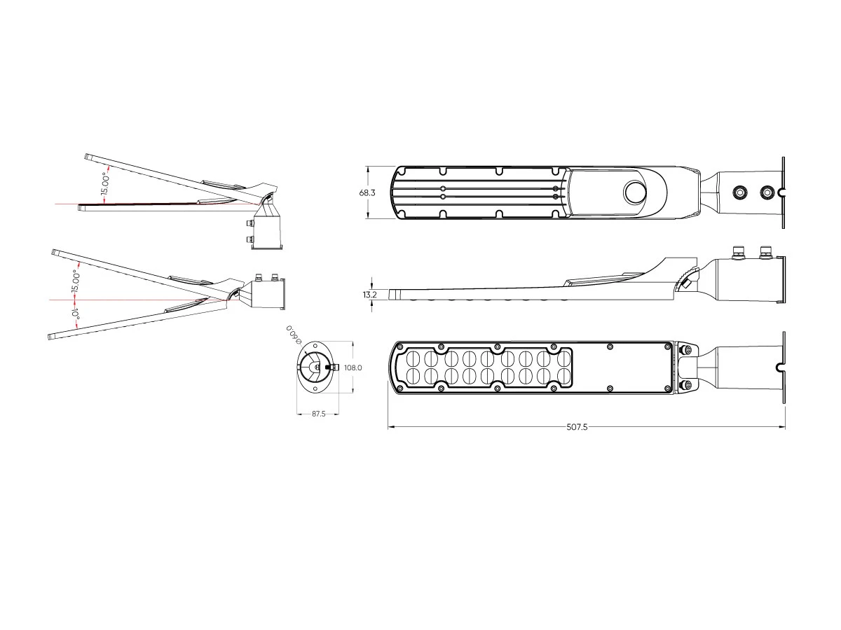 LED Straatlamp Flam 50w, 5000 Lumen, 4000K Neutraal Wit, IP65, Paal/Muurbevestiging, Grijze behuizing, 2 Jaar Garantie, foto 4 van 5