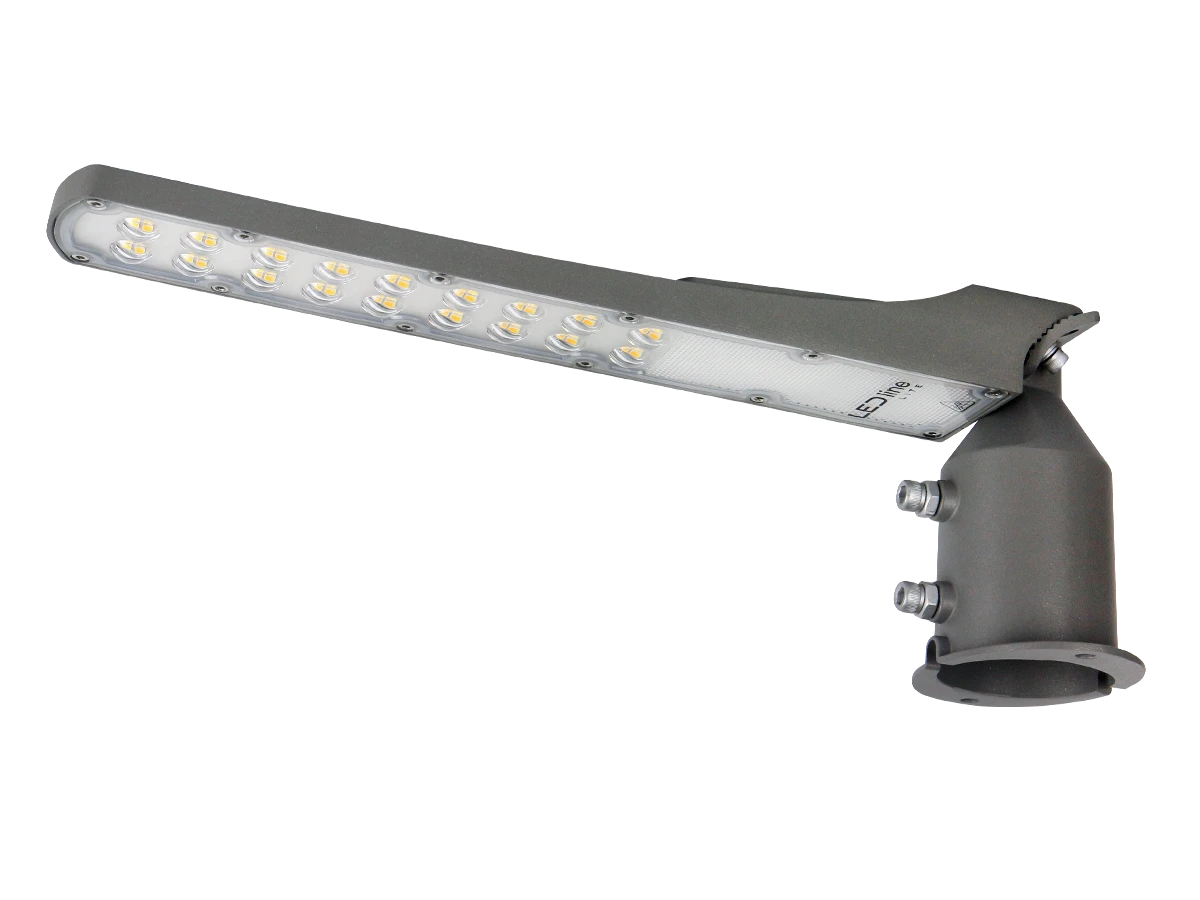 LED Straatlamp Flam 50w, Met Daglichtsensor, 5000 Lumen, 4000K Neutraal Wit, IP65, Paal/Muurbevestiging, Grijze behuizing, 2 Jaar Garantie, foto 2 van 5