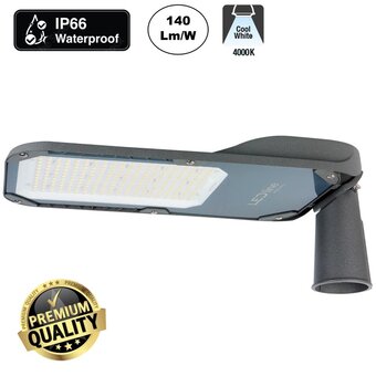 Prime Led Straatverlichting 150w, 21000 Lm (140lm/w), 4000K Neutraal Wit, IP66, IK08, 3 Jaar Garantie