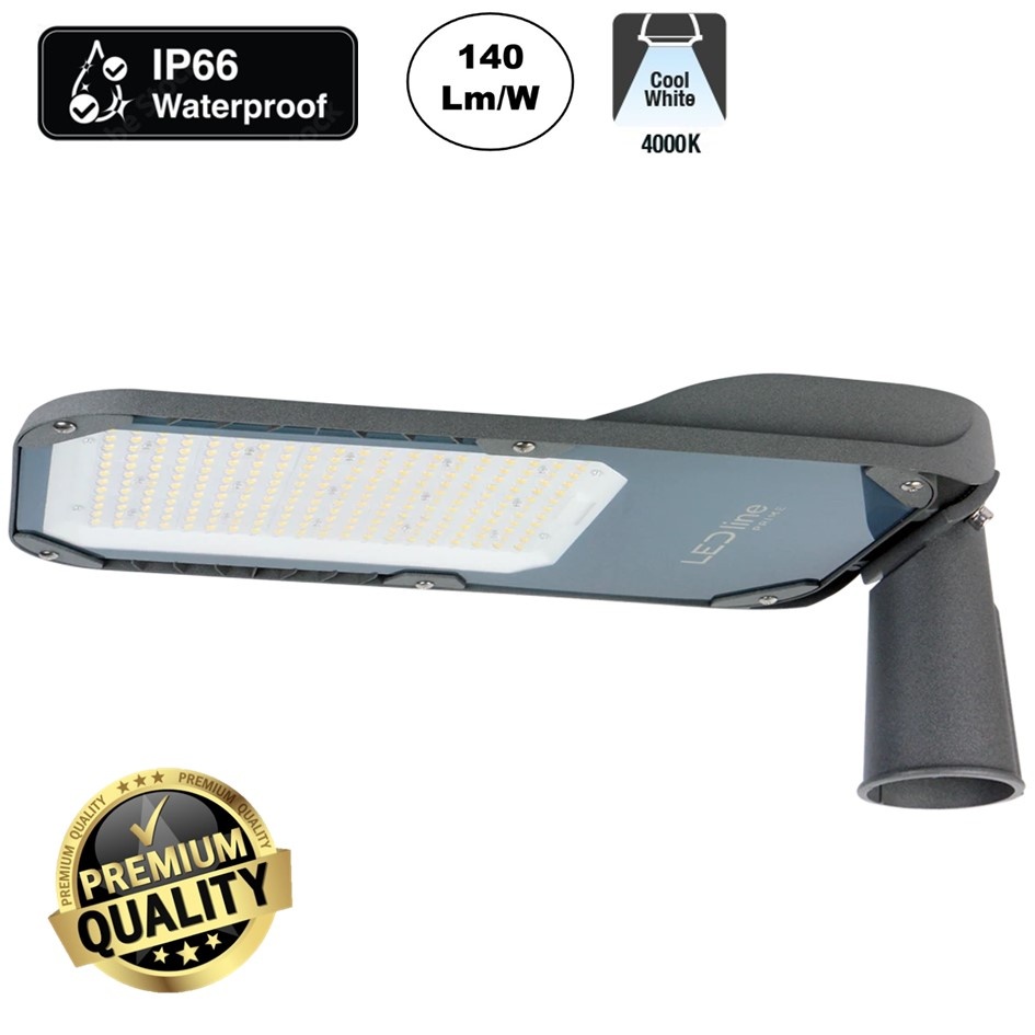 Prime Led Straatverlichting 150w, 21000 Lm (140lm/w), 4000K Neutraal Wit, IP66, IK08, 3 Jaar Garantie