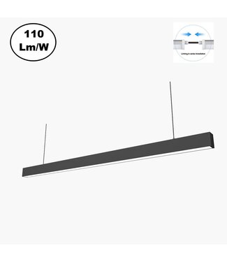 Led Linear Lamp 150cm, 48w, 5280 Lumen (110lm/w), Zwartkleurige behuizing, Koppelbaar, 3 Jaar Garantie