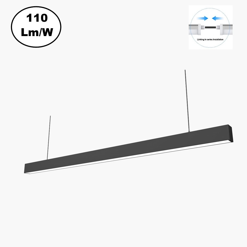 Led Linear Lamp 150cm, 48w, 5280 Lumen (110lm/w), Zwartkleurige behuizing, Koppelbaar, 3 Jaar Garantie, foto 2 van 6