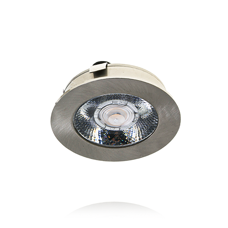 LED Meubelspot / Inbouw spot 3W, 2700K Warm Wit, 240 Lumen, 12VDC, IP44, Gatmaat 55mm, Staalkleurig, 2 Jaar Garantie, foto 2 van 6