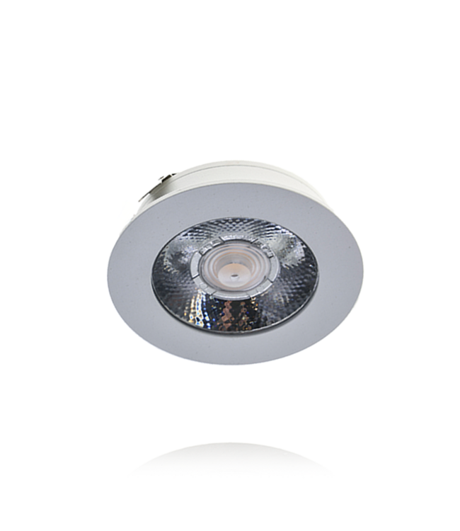 LED Meubelspot / Inbouw spot 3W, 2700K Warm Wit, 240 Lumen, 12VDC, IP44, Gatmaat 55mm, Witkleurig, 2 Jaar Garantie