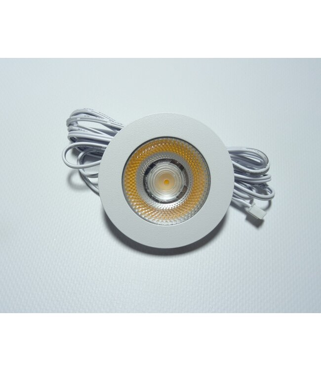 LED Meubelspot / Inbouw spot 3W, 2700K Warm Wit, 240 Lumen, 12VDC, IP44, Gatmaat 55mm, Witkleurig, 2 Jaar Garantie