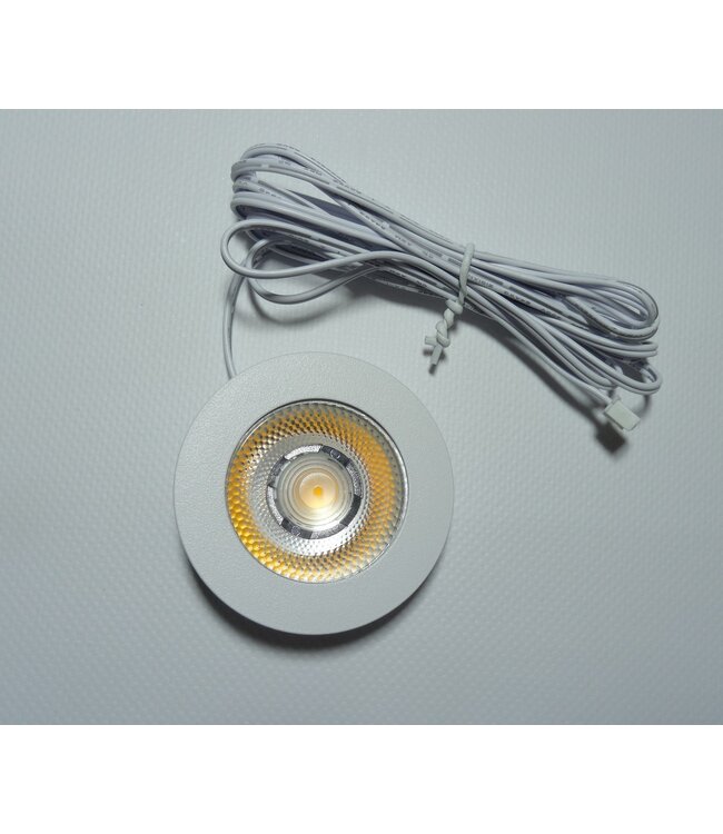 LED Meubelspot / Inbouw spot 3W, 2700K Warm Wit, 240 Lumen, 12VDC, IP44, Gatmaat 55mm, Witkleurig, 2 Jaar Garantie