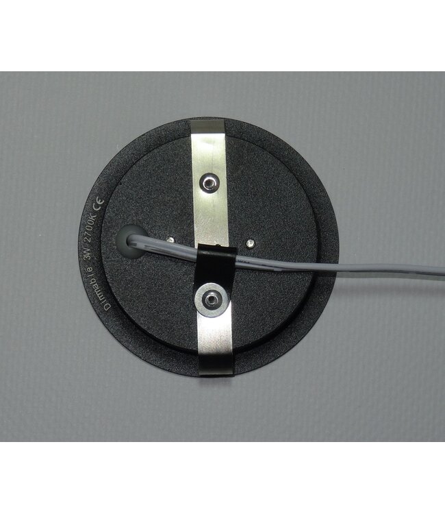 LED Meubelspot / Inbouw spot 3W, 2700K Warm Wit, 240 Lumen, 12VDC, IP44, Gatmaat 55mm, Zwartkleurig, 2 Jaar Garantie