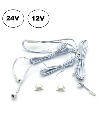 Kastdeur Sensor Wit DUO voor LED strip en LED spots, 12vDc - 60W / 24vDc - 100W