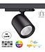 PRIME 3 Fase LED Rail Spot met Wattage switch: 6-20W,  CCT-Switch, 620 tot 1950 lumen, CRI>90, Zwarte Behuizing , 5 Jaar Garantie