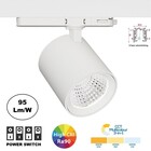 PRIME 3 Fase LED Rail Spot met Wattage switch: 12-42W,  CCT-Switch, 1290 tot 4090 lumen, CRI>90, Witte Behuizing , 5 Jaar Garantie