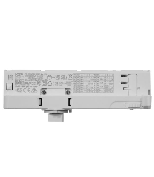 PRIME 3 Fase LED Rail Spot met Wattage switch: 12-42W,  CCT-Switch, 1290 tot 4090 lumen, CRI>90, Zwarte Behuizing , 5 Jaar Garantie