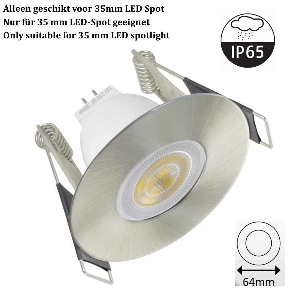 MR11 Led Spot Armatuur Staal, IP65 waterbestendig, Gatmaat 45mm, Alleen geschikt voor 35MM Spots