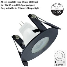 MR11 Led Spot Armatuur Zwart, IP65 waterbestendig, Gatmaat 45mm, Alleen geschikt voor 35MM Spots