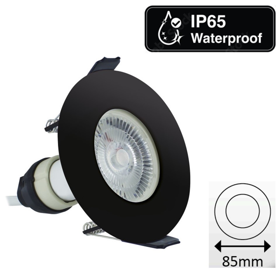 Led Spot Armatuur Zwart , IP65 waterbestendig, Gatmaat 70mm, Incl. GU10 Fitting