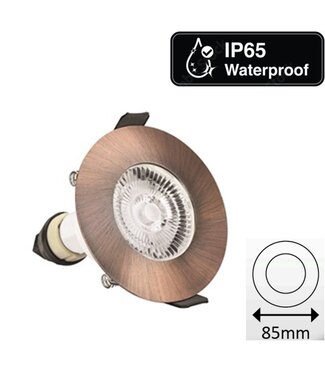Led Spot Armatuur Koper, IP65 waterbestendig, Gatmaat 70mm, Incl. GU10 Fitting