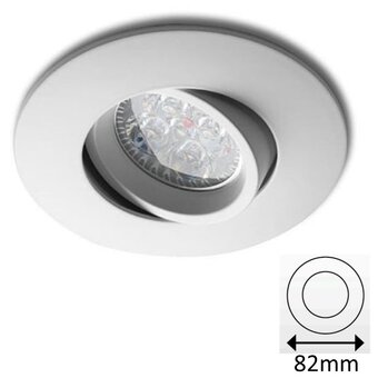 Led Spot Armatuur Wit, Verdiept, Kantelbaar, IP20, Kliksysteem. Zaagmaat 72mm
