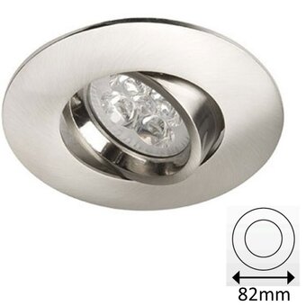 Led Spot Armatuur Staal, Verdiept, Kantelbaar, IP20, Kliksysteem. Zaagmaat 72mm